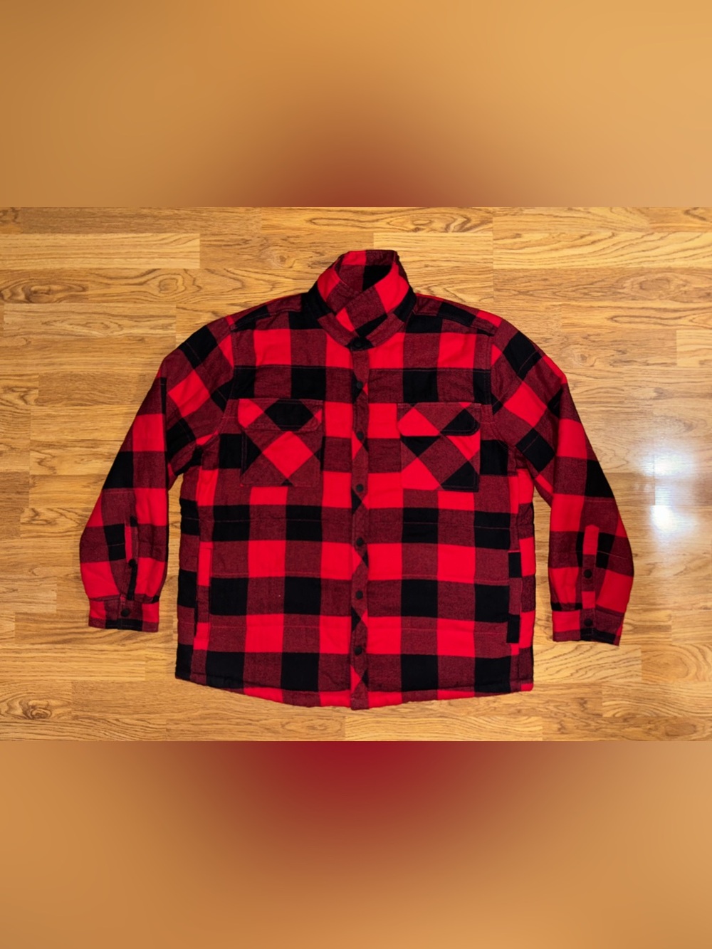 George Plaid Flannel Jacket Sherpa Lined Men's Size XL Shacket Button Pockets